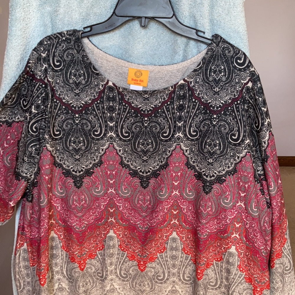 Ruby Rd top cozy vibes boho print pullover printed shirt casual size 2X - Picture 15 of 17